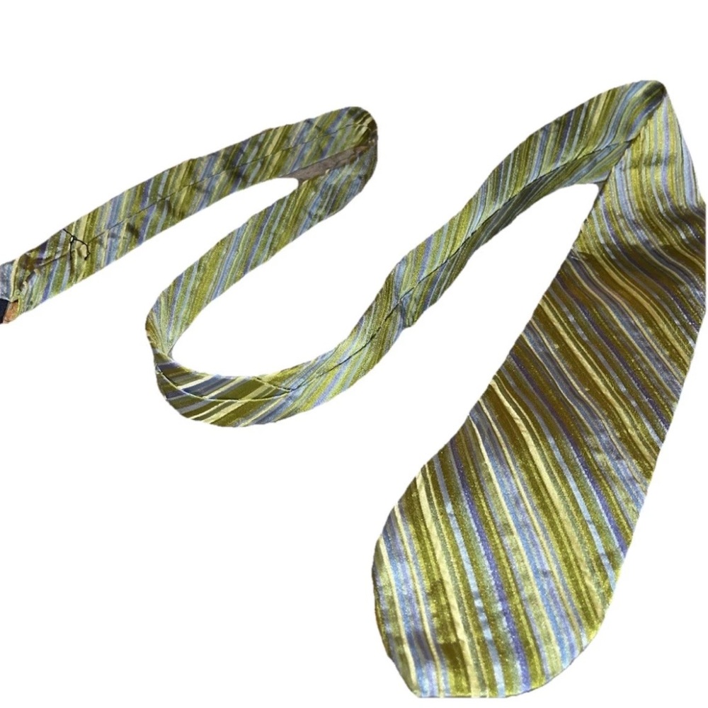 Ted Baker London Men's Necktie Green Blue Striped Silk Tie GUC See Notes